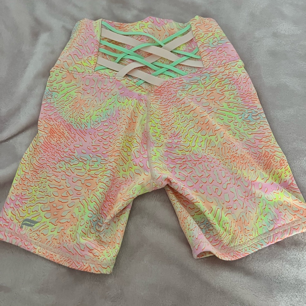 Fabletics Neon Pink and Orange Women Shorts - Picture 2 of 3
